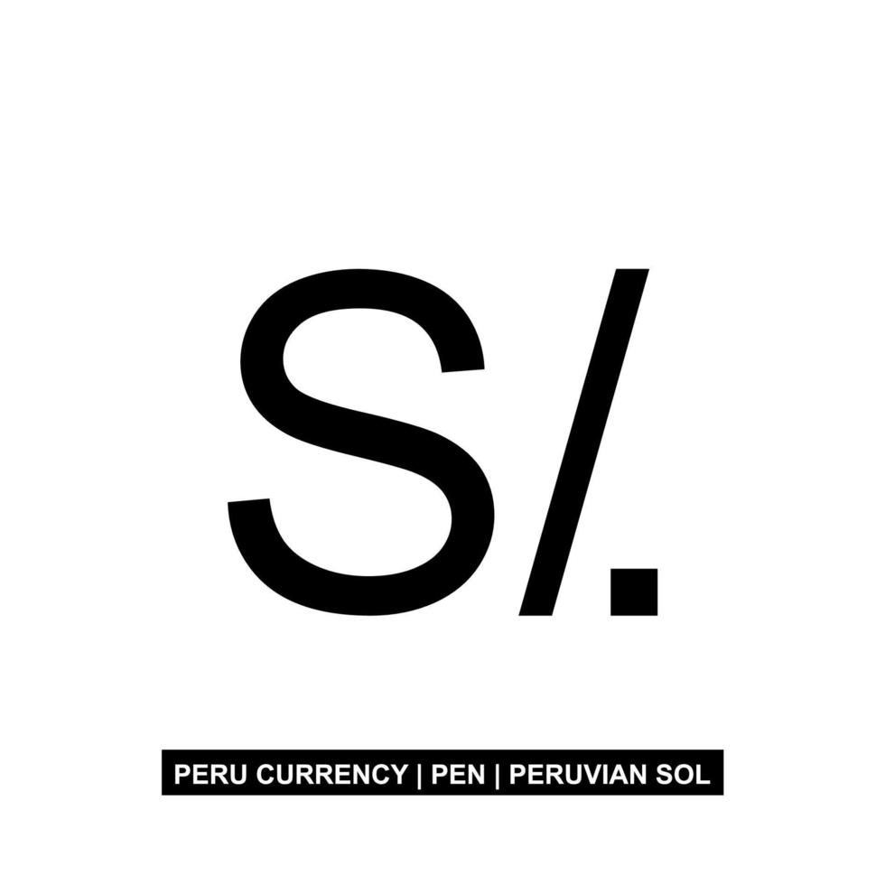 símbolo da moeda do peru, ícone do sol peruano, sinal de caneta. ilustração vetorial vetor
