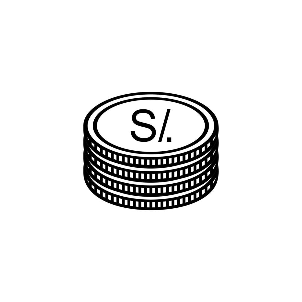 símbolo da moeda do peru, ícone do sol peruano, sinal de caneta. ilustração vetorial vetor