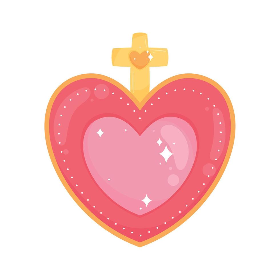 corações amor com cruz vetor