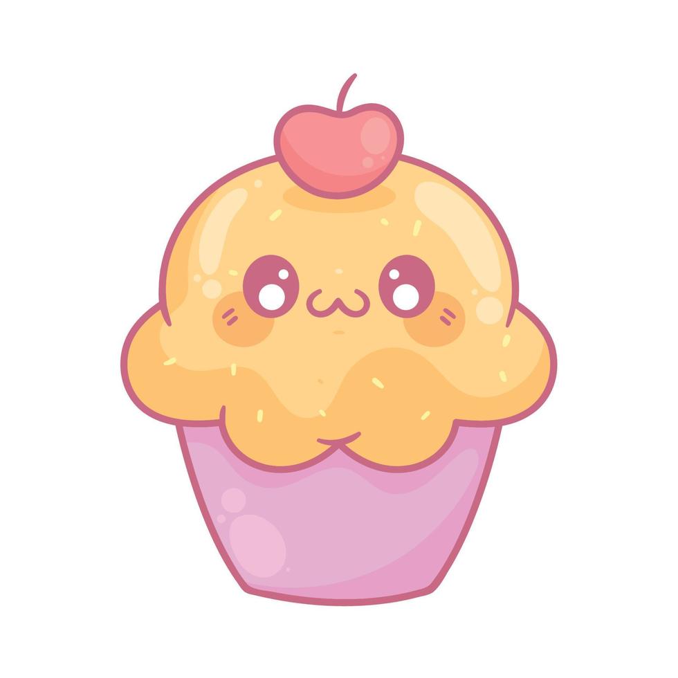 cupcake doce kawaii vetor