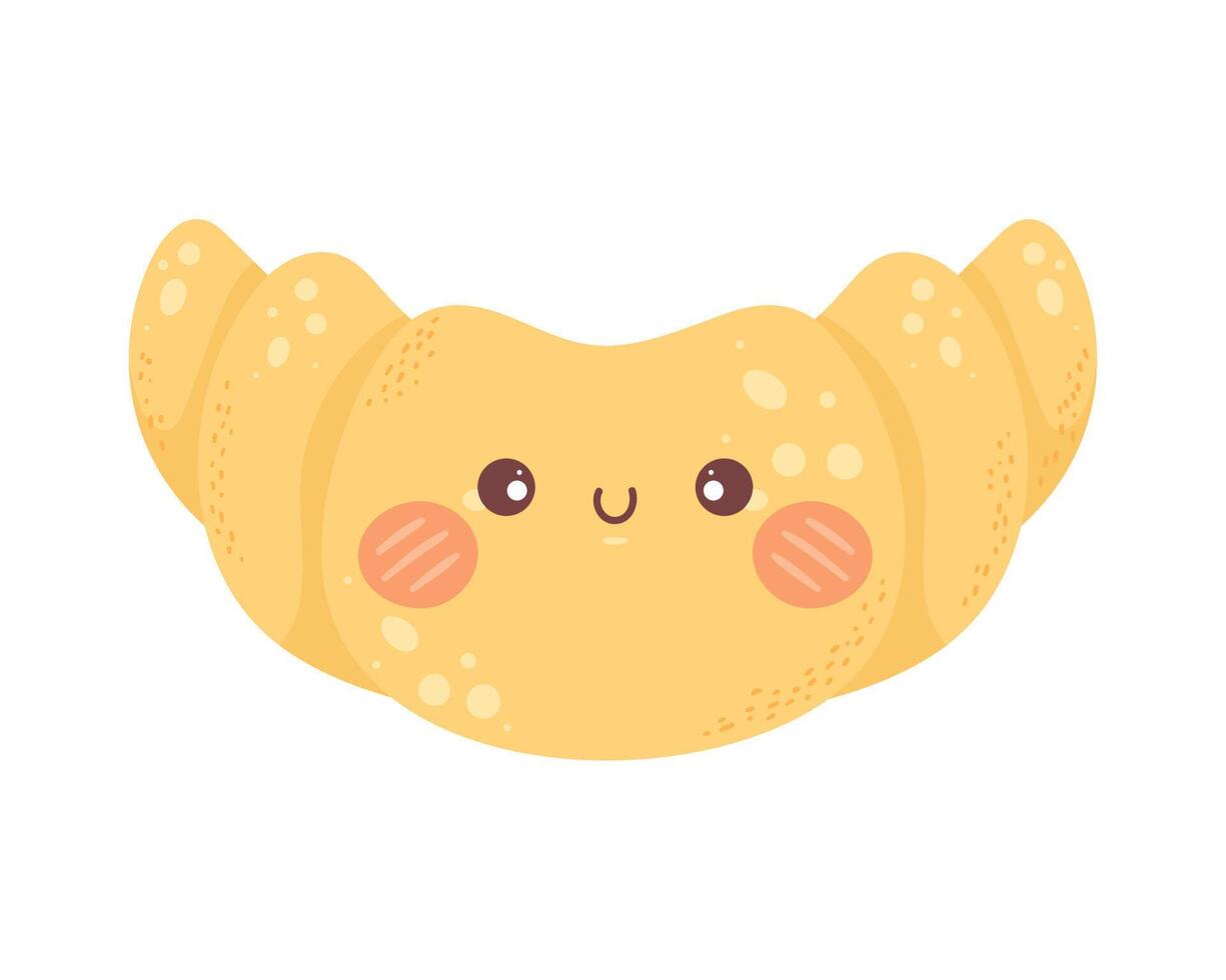 pão croissant kawaii vetor