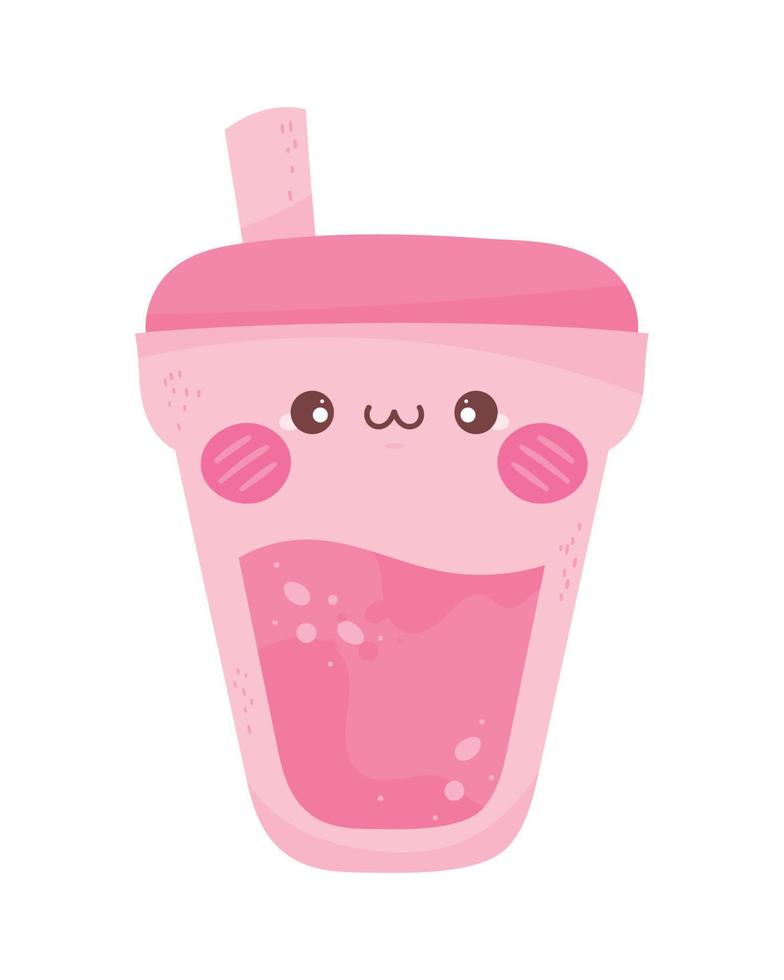 refrigerante rosa kawaii vetor
