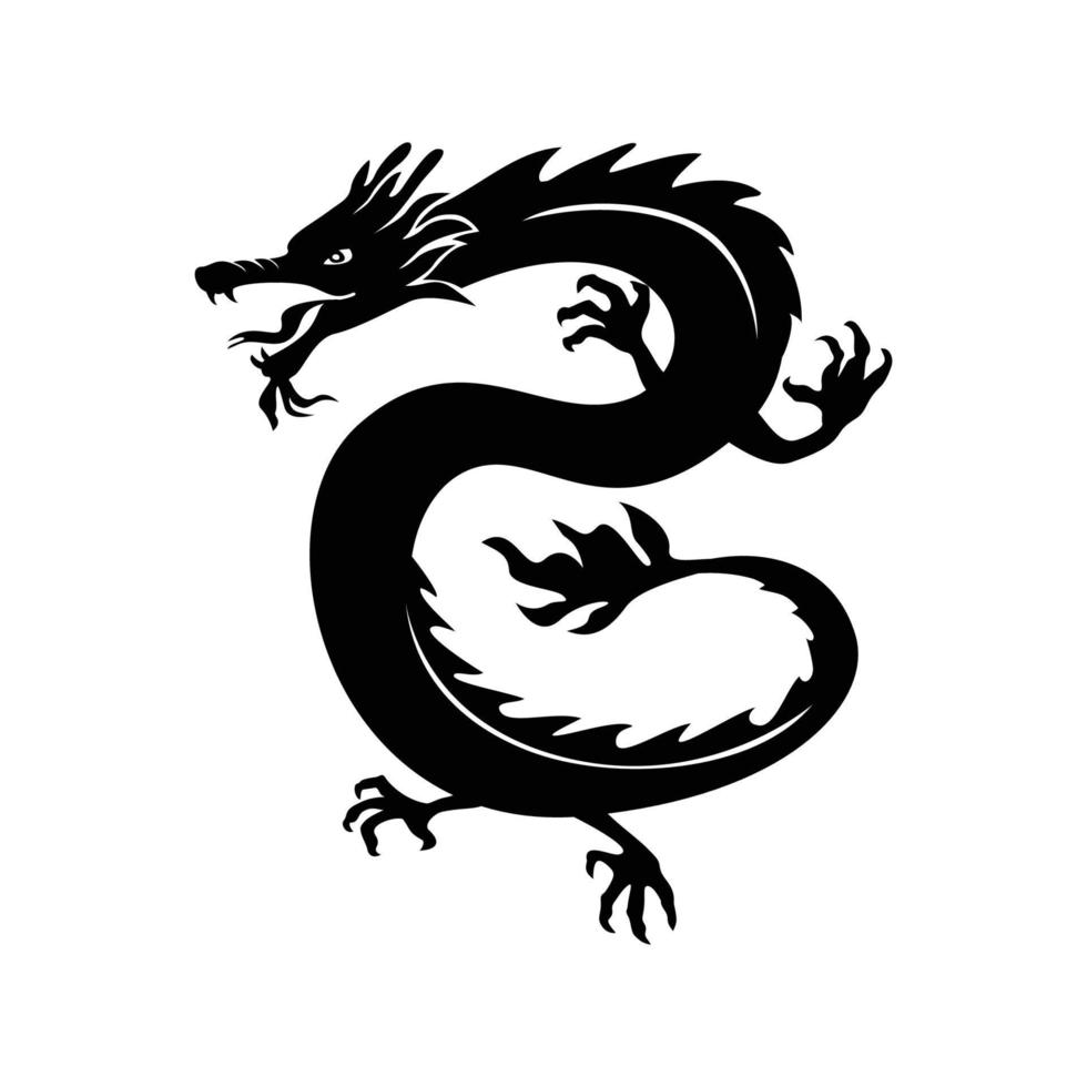 desenho de silhueta de dragão. sinal e símbolo da criatura da mitologia. vetor
