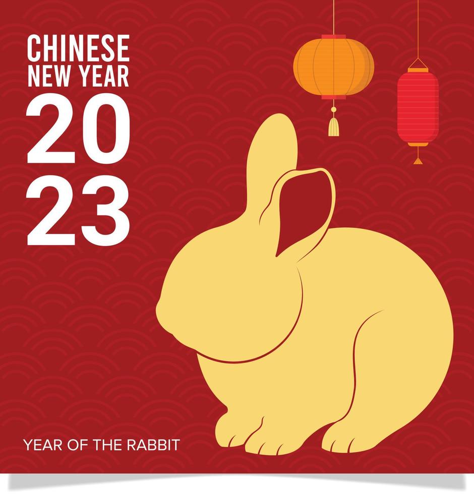 feliz ano novo chinês 2023 ano do coelho gong xi fa cai design de mídia social post fundo vetor