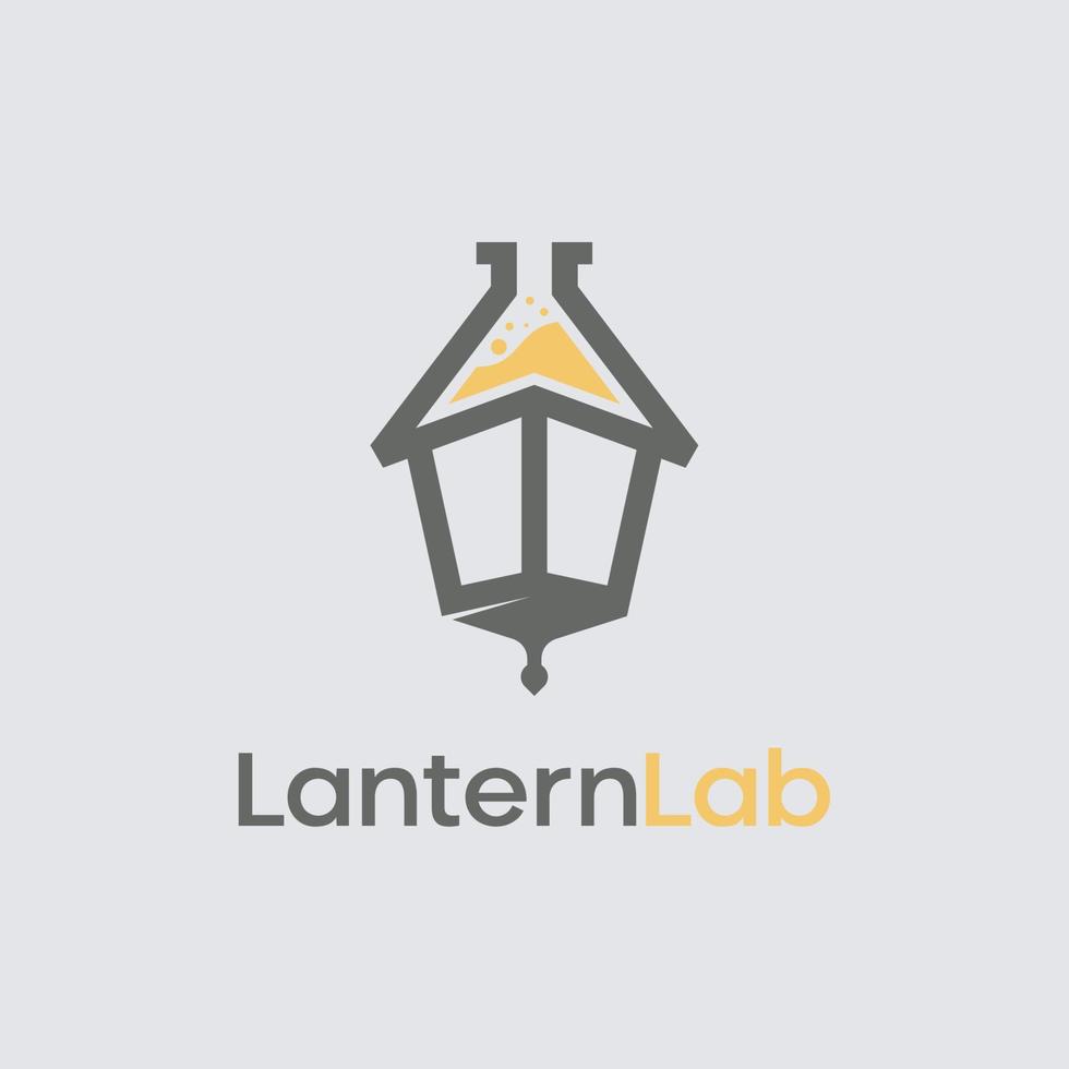 ideia de design de logotipo de lanterna e laboratório vetor