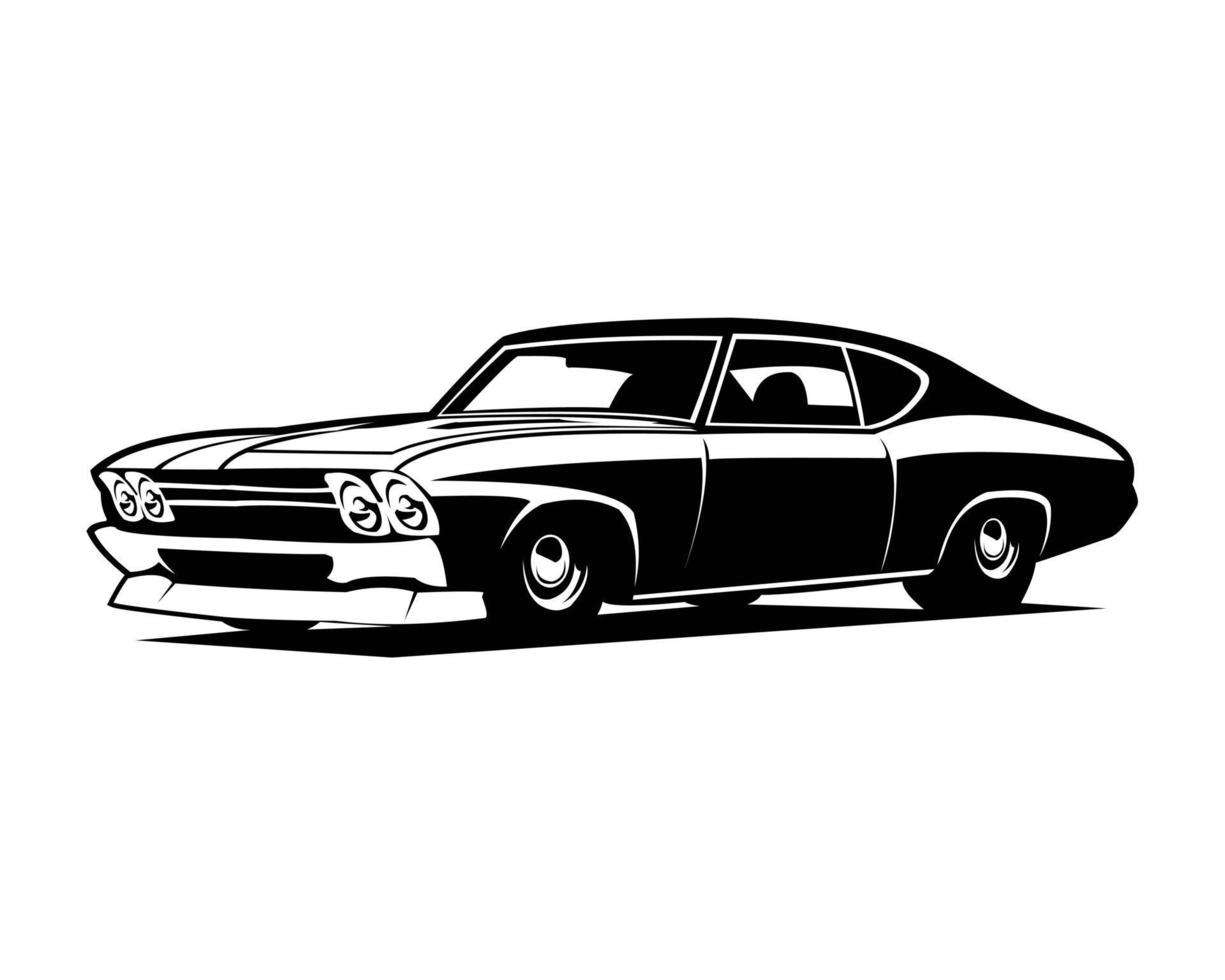 silhueta clássica do logotipo do carro chevy camaro. melhor vista lateral para distintivo, emblema, conceito, design de etiqueta. vetor