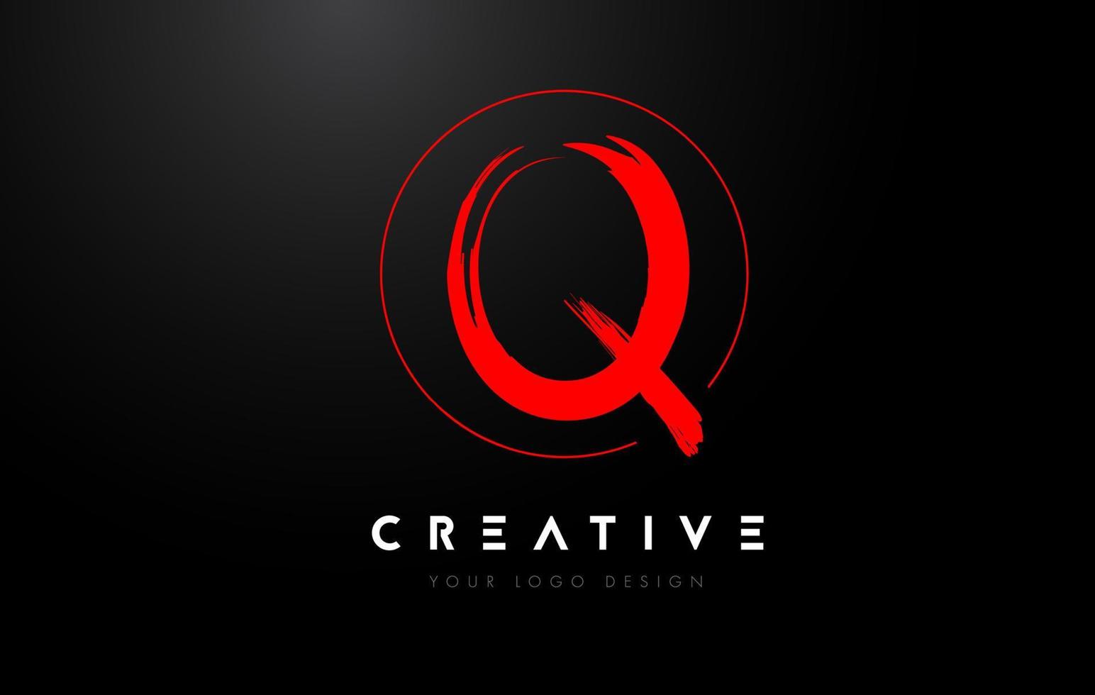 design de logotipo de carta de pincel vermelho q. conceito artístico do logotipo das letras manuscritas. vetor