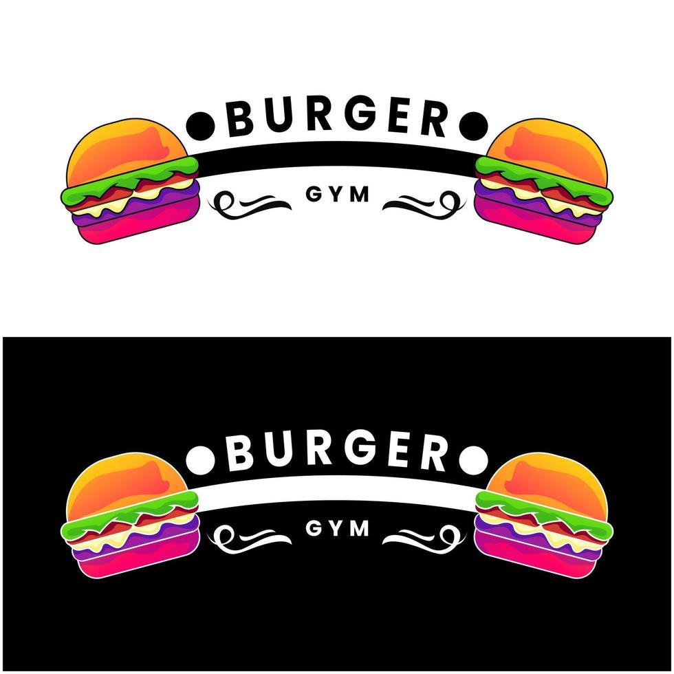 vetor de design de logotipo de academia de hambúrguer