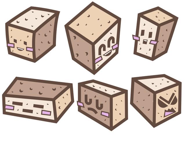 Ilustração de estilo de desenho de desenho de queijo de tofu de vetor