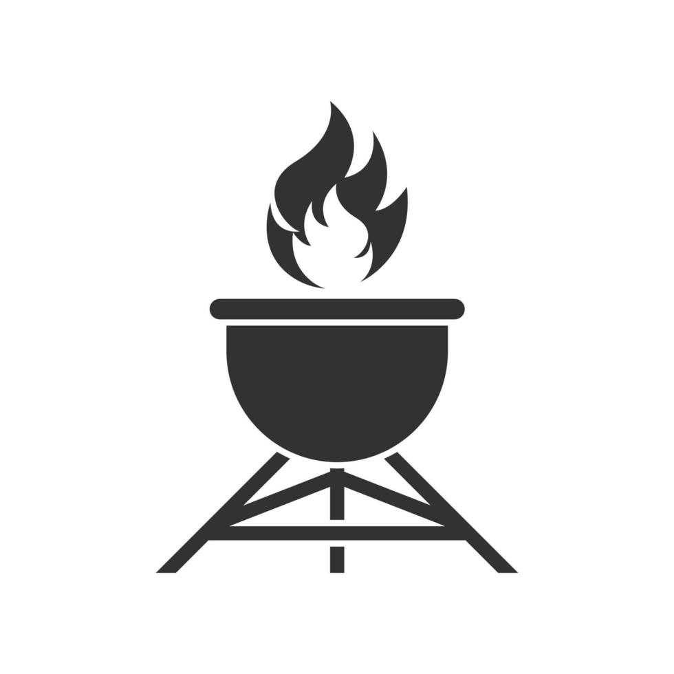 churrasqueira simples e ícone de símbolo com logotipo de fumaça ou vapor vetor