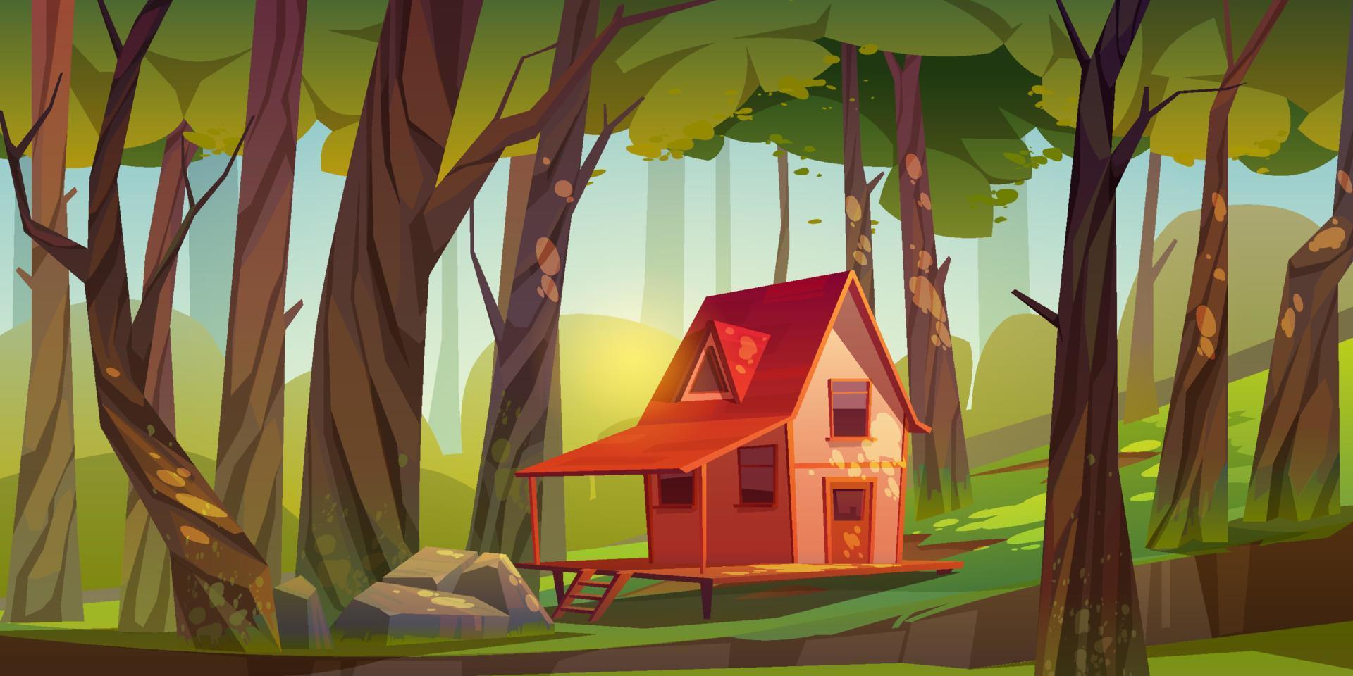 casa de madeira na floresta ou jardim vetor