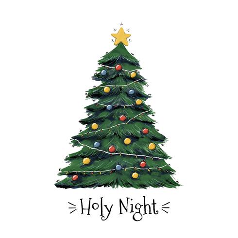 Vetor de árvore de natal da noite santa