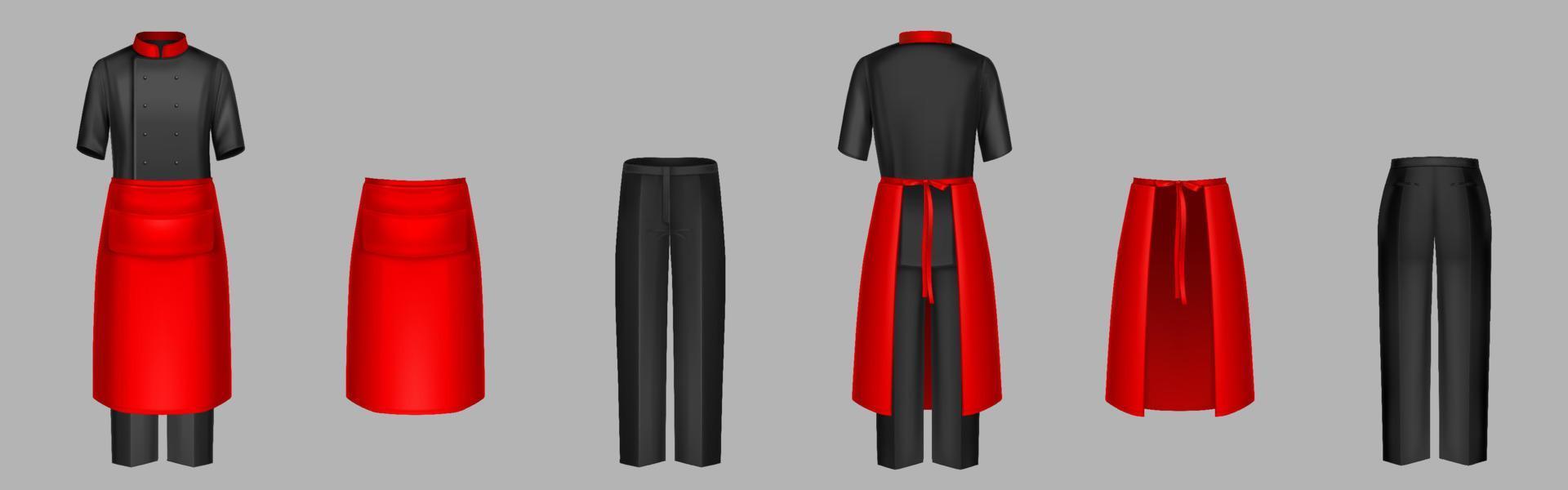 conjunto realista de roupas culinárias png vetor