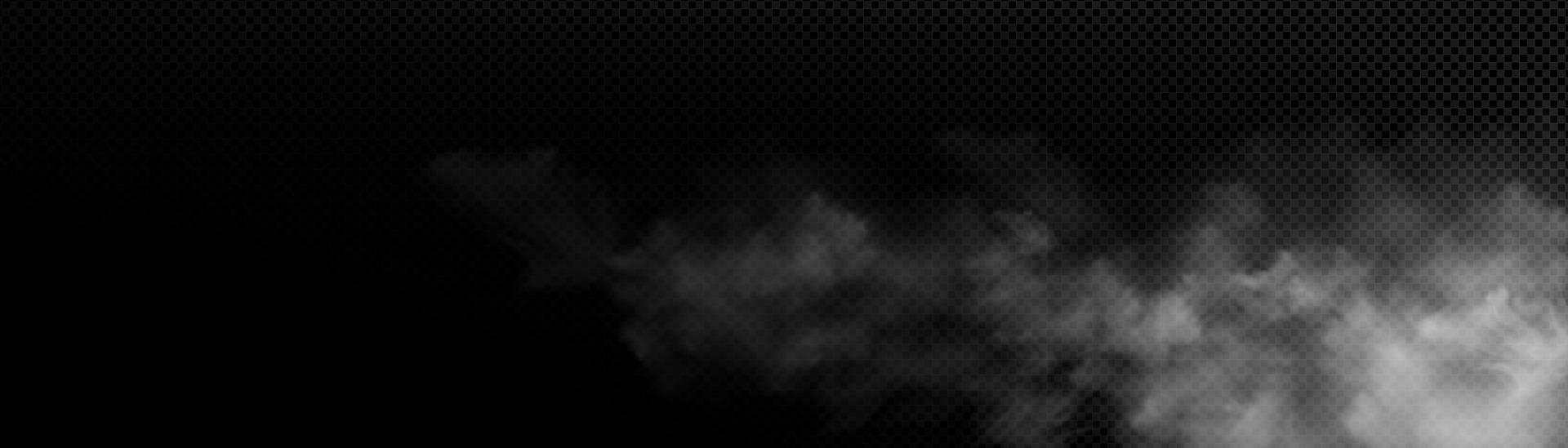 fumaça realista, nuvens brancas sobre fundo preto vetor