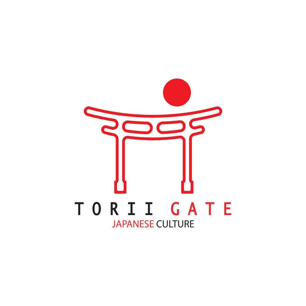 ícone de ilustração de logotipo simples de cultura tradicional japonesa de portão torii com conceito de vetor minimalista estético