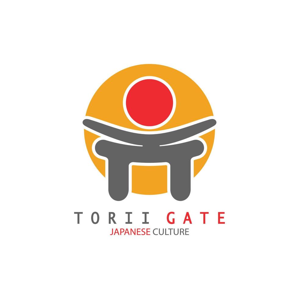 ícone de ilustração de logotipo simples de cultura tradicional japonesa de portão torii com conceito de vetor minimalista estético