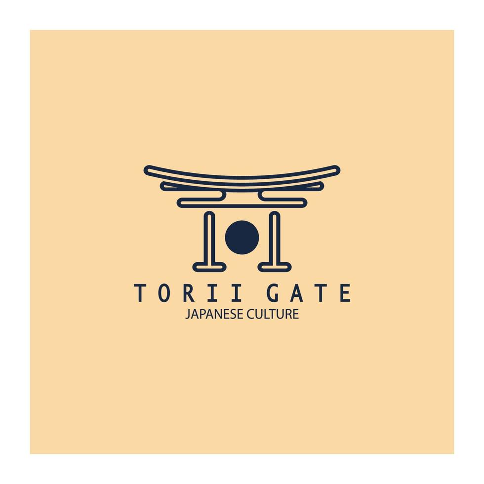 ícone de ilustração de logotipo simples de cultura tradicional japonesa de portão torii com conceito de vetor minimalista estético