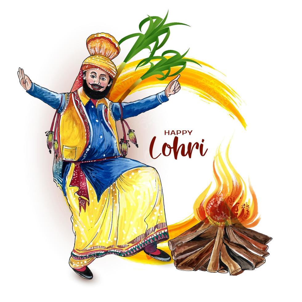 lindo design de plano de fundo do festival tradicional indiano feliz lohri vetor