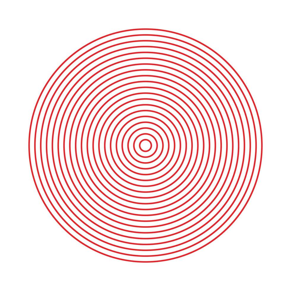 arte de círculos concêntricos de vetor vermelho eps10 isolada no fundo branco. padrão de meio-tom abstrato geométrico circular em um estilo moderno simples e moderno para o design do seu site e aplicativo móvel