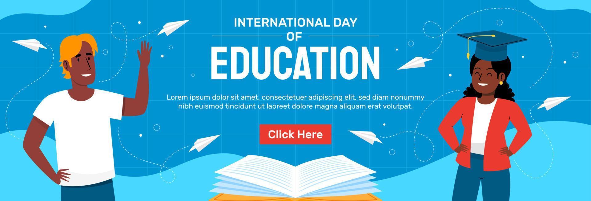 dia internacional educação 2023 modelo de banner vector design plano