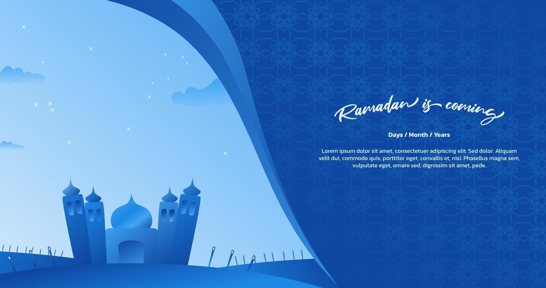 design de plano de fundo do tema islâmico. o fundo do ramadã está chegando em breve. fundos de resolução 4k. vetor