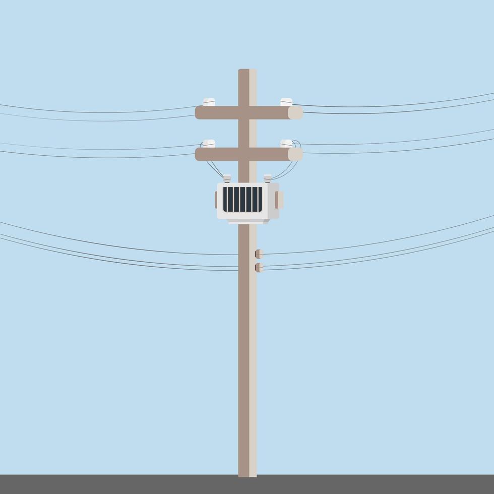 distribuição de energia em poste de concreto com ilustração vetorial de fios elétricos poste de energia da Tailândia vetor