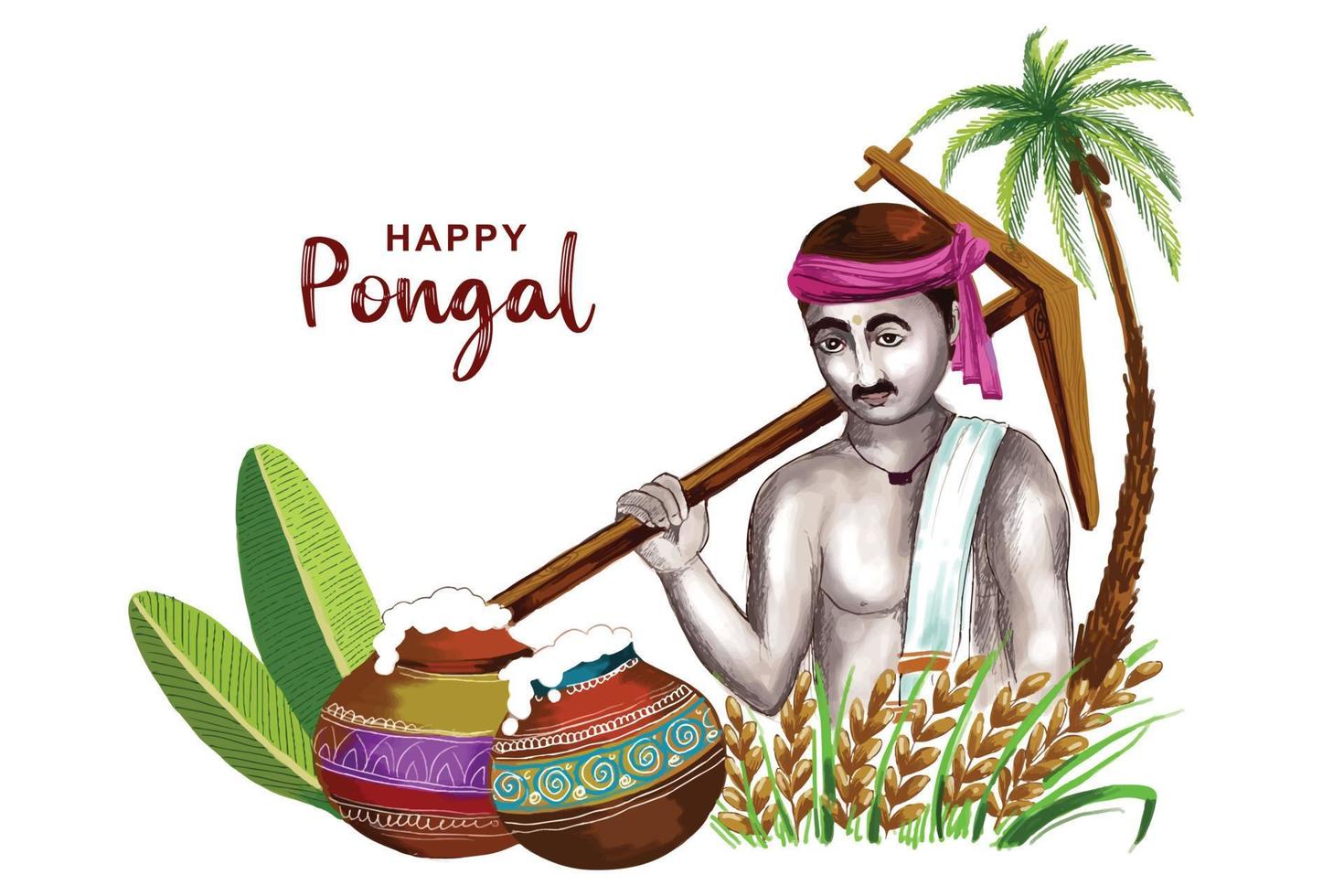 feliz festival pongal de tamil nadu sul da índia vetor