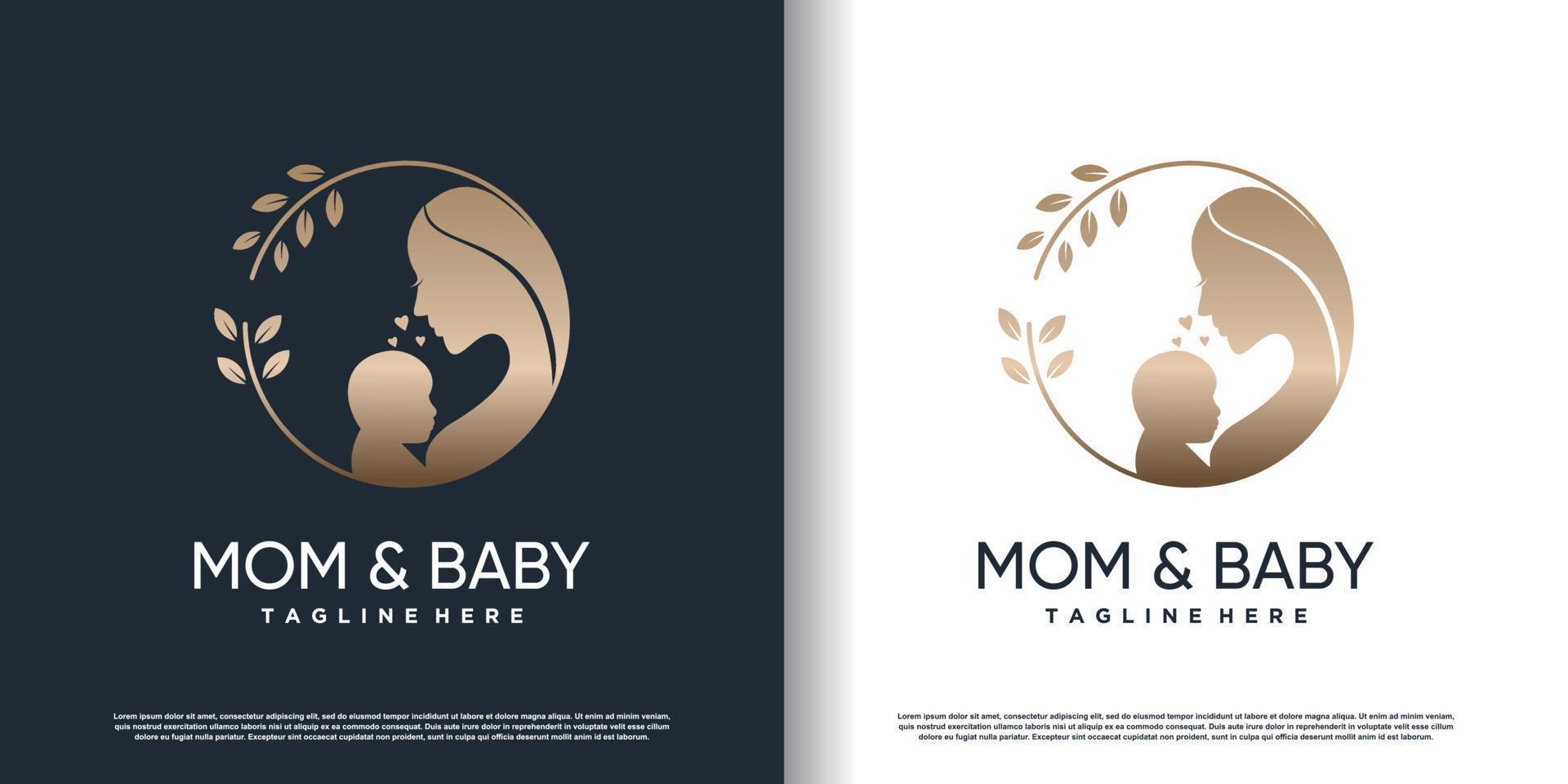design de logotipo de mãe e bebê com vetor premium de estilo único moderno