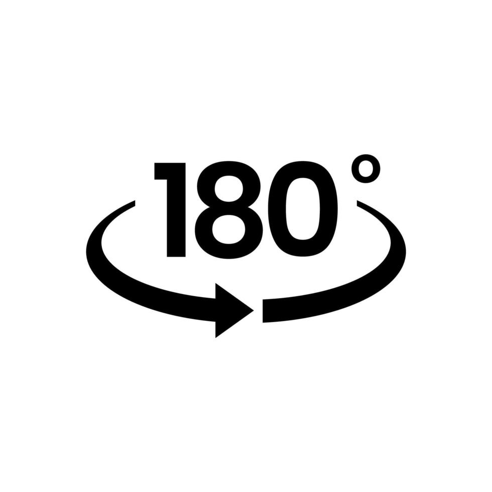 ícone de 180 graus isolado no fundo branco vetor