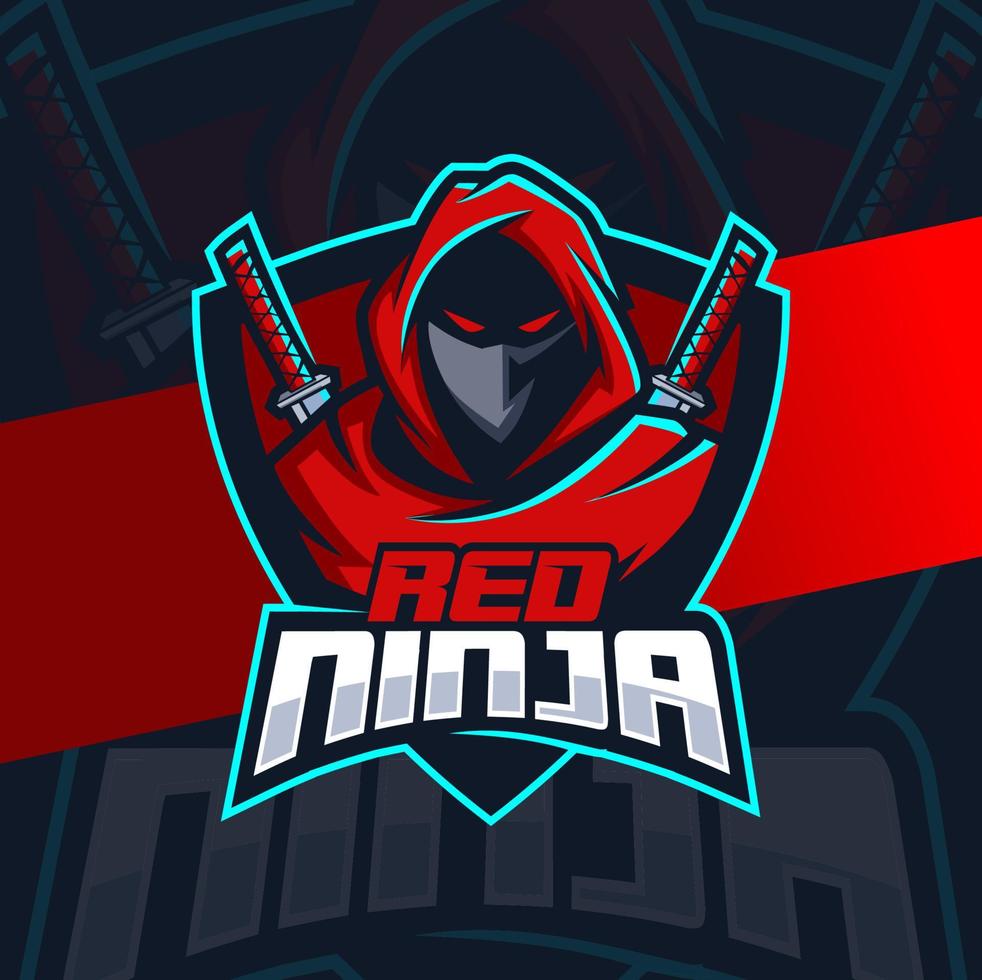 logotipo esport do personagem mascote ninja vermelho para jogos e esportes vetor