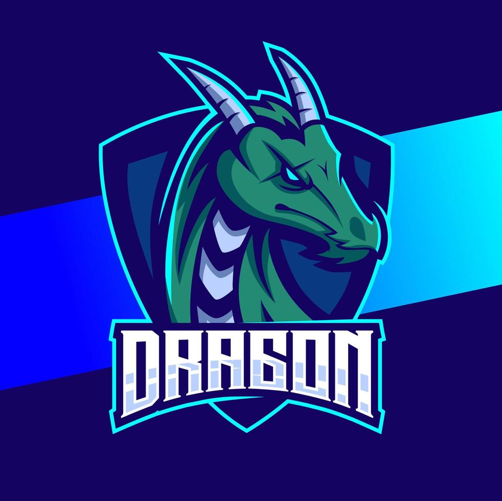 design de logotipo e-sport de mascote de personagem de dragão vetor