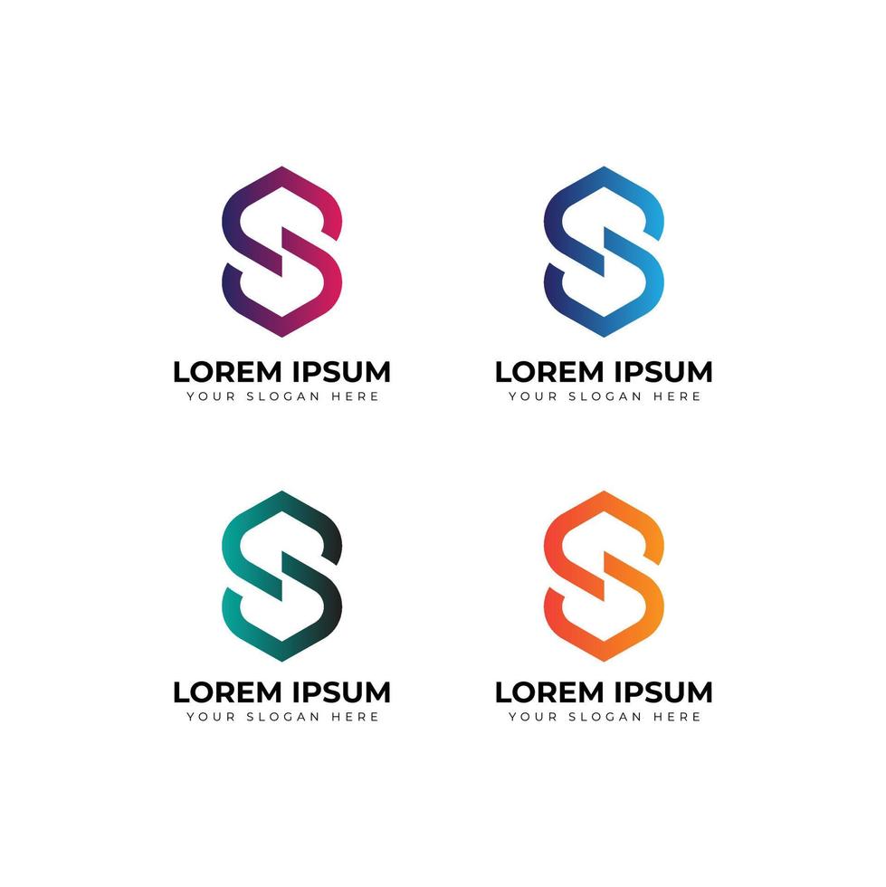 modelo de logotipo da letra s em quatro cores diferentes vetor