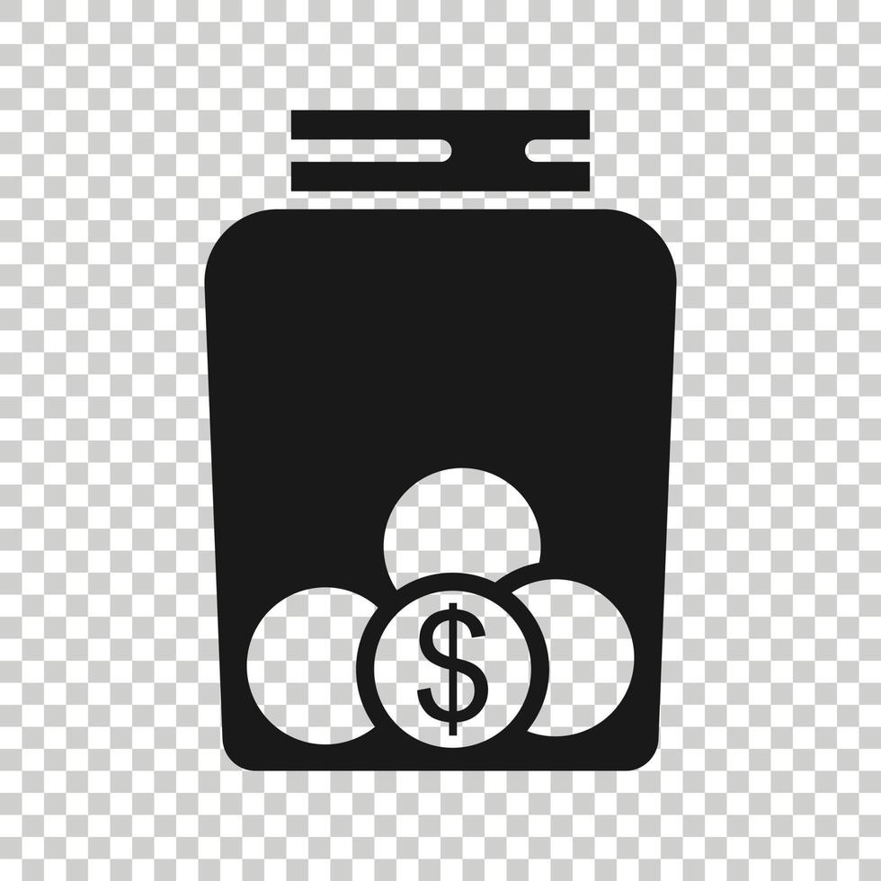 ícone da caixa de dinheiro em estilo simples. ilustração em vetor recipiente jar moeda em fundo branco isolado. conceito de negócio moneybox de doação.