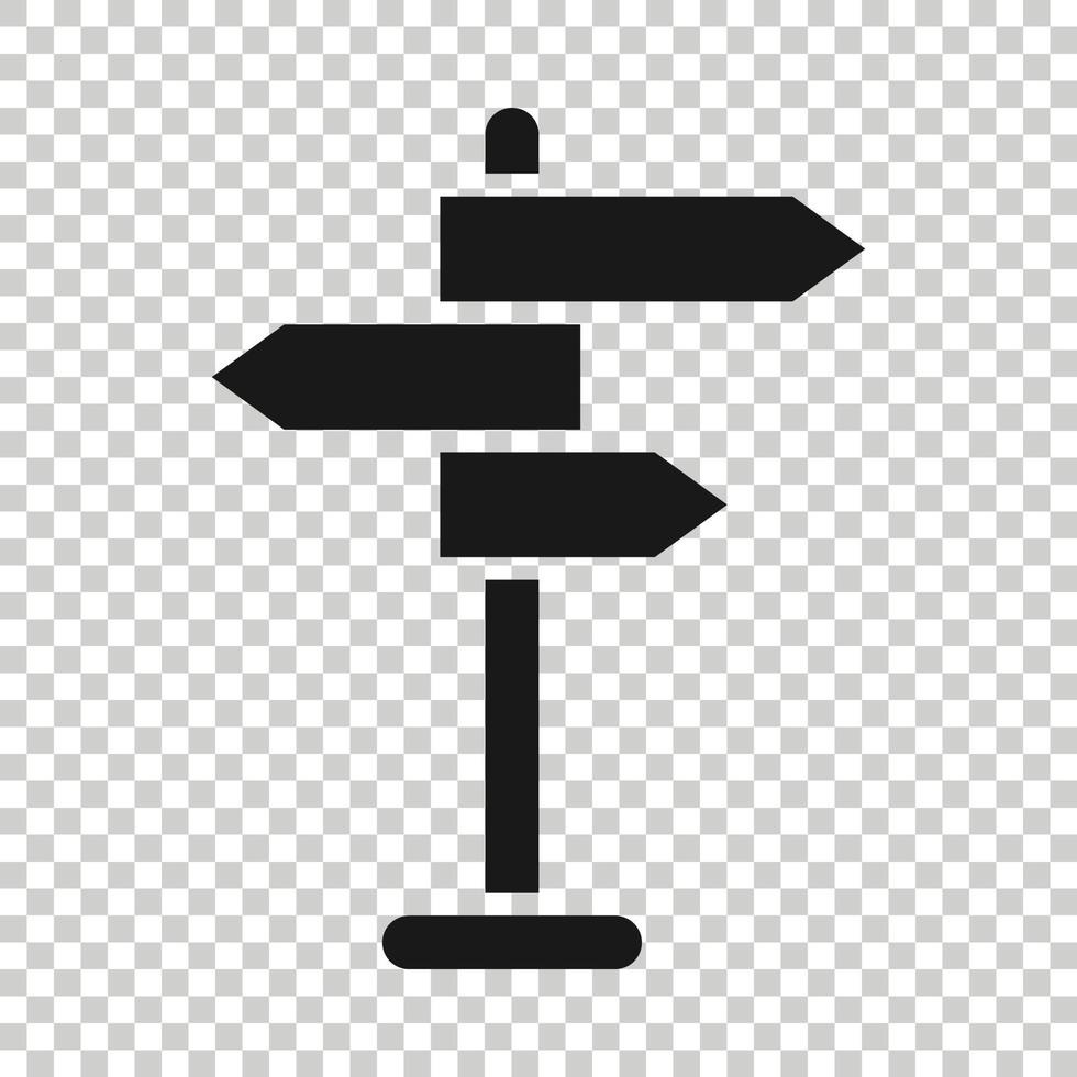 ícone de sinalização de encruzilhada em estilo simples. ilustração em vetor direção estrada em fundo branco isolado. conceito de negócio roadsign.