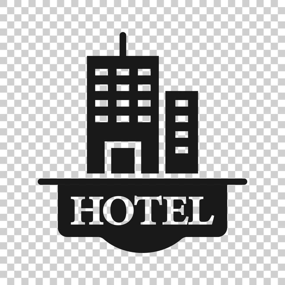 ícone de sinal de hotel em estilo simples. pousada construção ilustração vetorial no fundo branco isolado. conceito de negócio de quarto de albergue. vetor