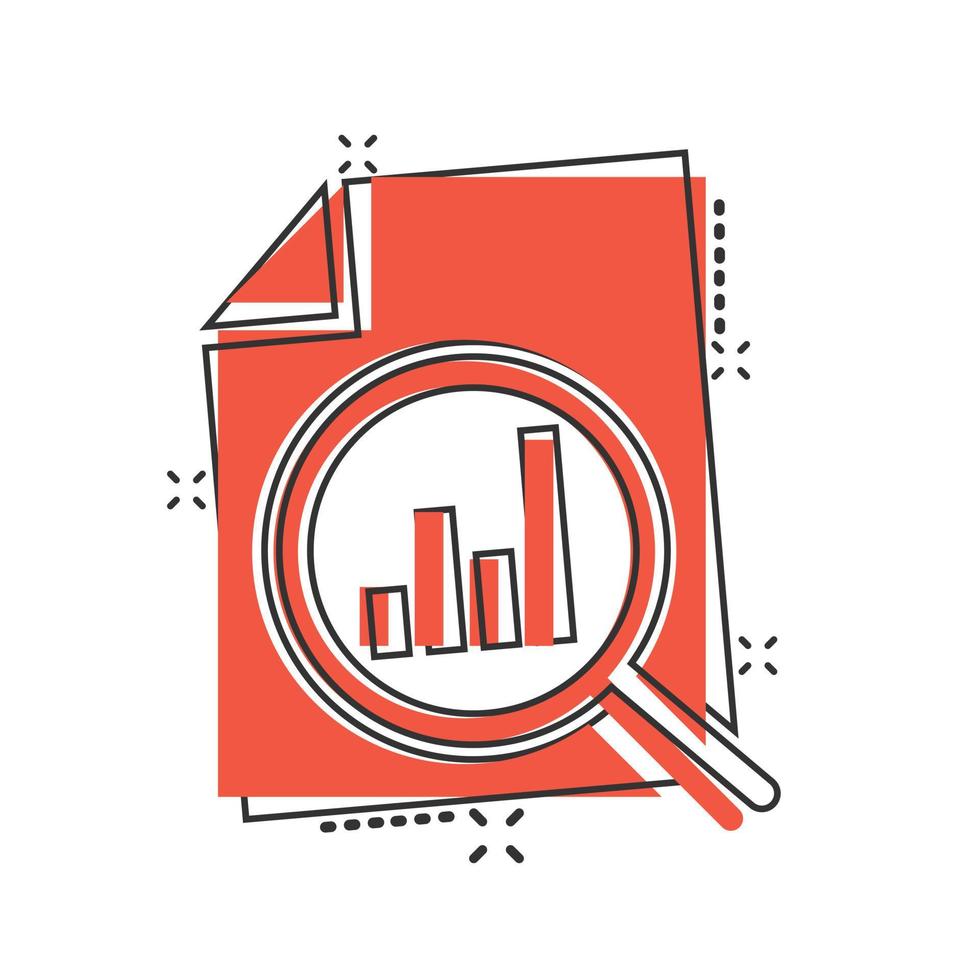 ícone de demonstração financeira em estilo cômico. ilustração vetorial de desenho animado resultado em fundo branco isolado. conceito de negócio de efeito de respingo de relatório. vetor