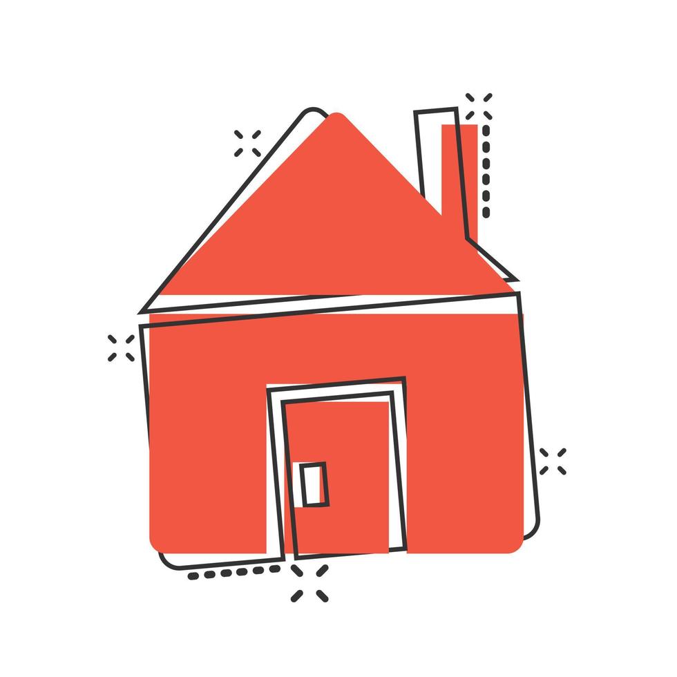 ícone de construção em estilo cômico. ilustração em vetor casa dos desenhos animados no fundo branco isolado. conceito de negócio de efeito de respingo de casa.