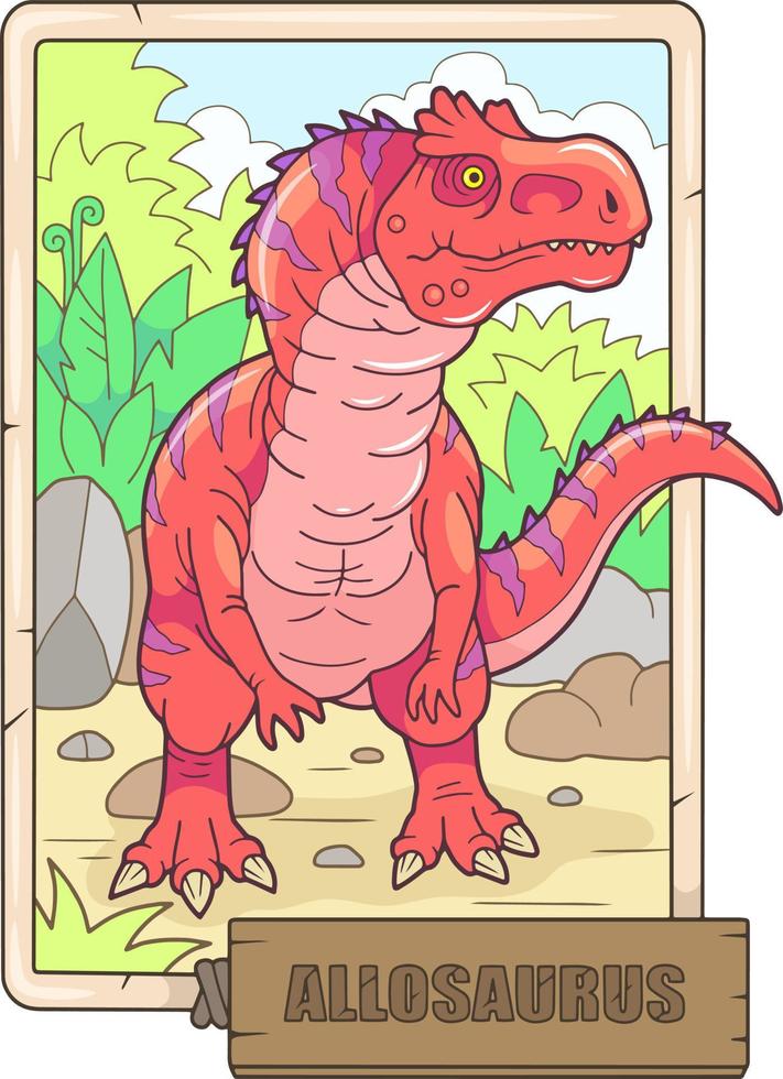 dinossauro alossauro pré-histórico, ilustração engraçada vetor