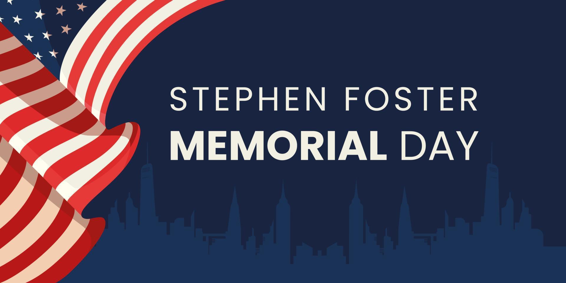 Stephen Foster Memorial Day com bandeira americana, design de ilustração vetorial. vetor