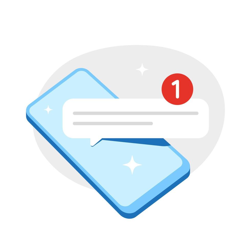 não lida, uma nova notificação com ilustração de conceito de tela de smartphone vetor design plano eps10. elemento gráfico moderno para página de destino, ui de estado vazio, infográfico, ícone