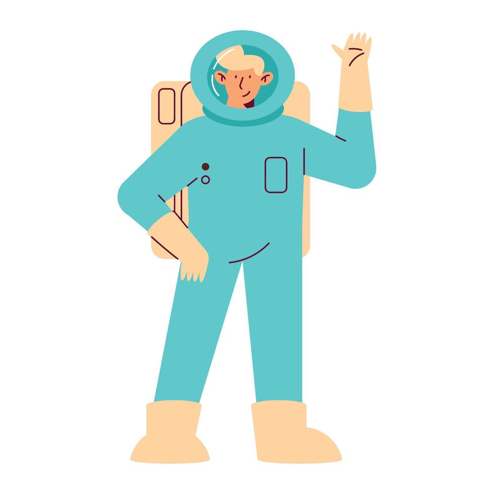astronauta vestindo terno azul vetor