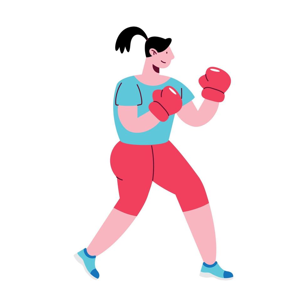 mulher atleta praticando boxe vetor