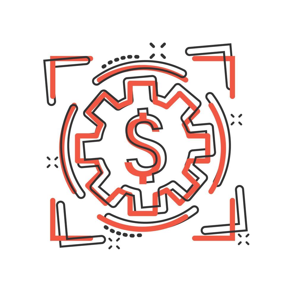 ícone de receita de dinheiro em estilo cômico. ilustração em vetor desenho animado moeda dólar no fundo branco isolado. conceito de negócio de efeito respingo de estrutura financeira.