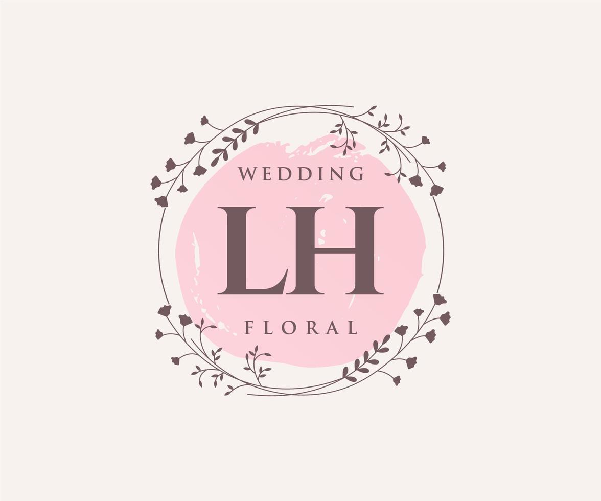 lh letras iniciais modelo de logotipos de monograma de casamento, modelos minimalistas e florais modernos desenhados à mão para cartões de convite, salve a data, identidade elegante. vetor