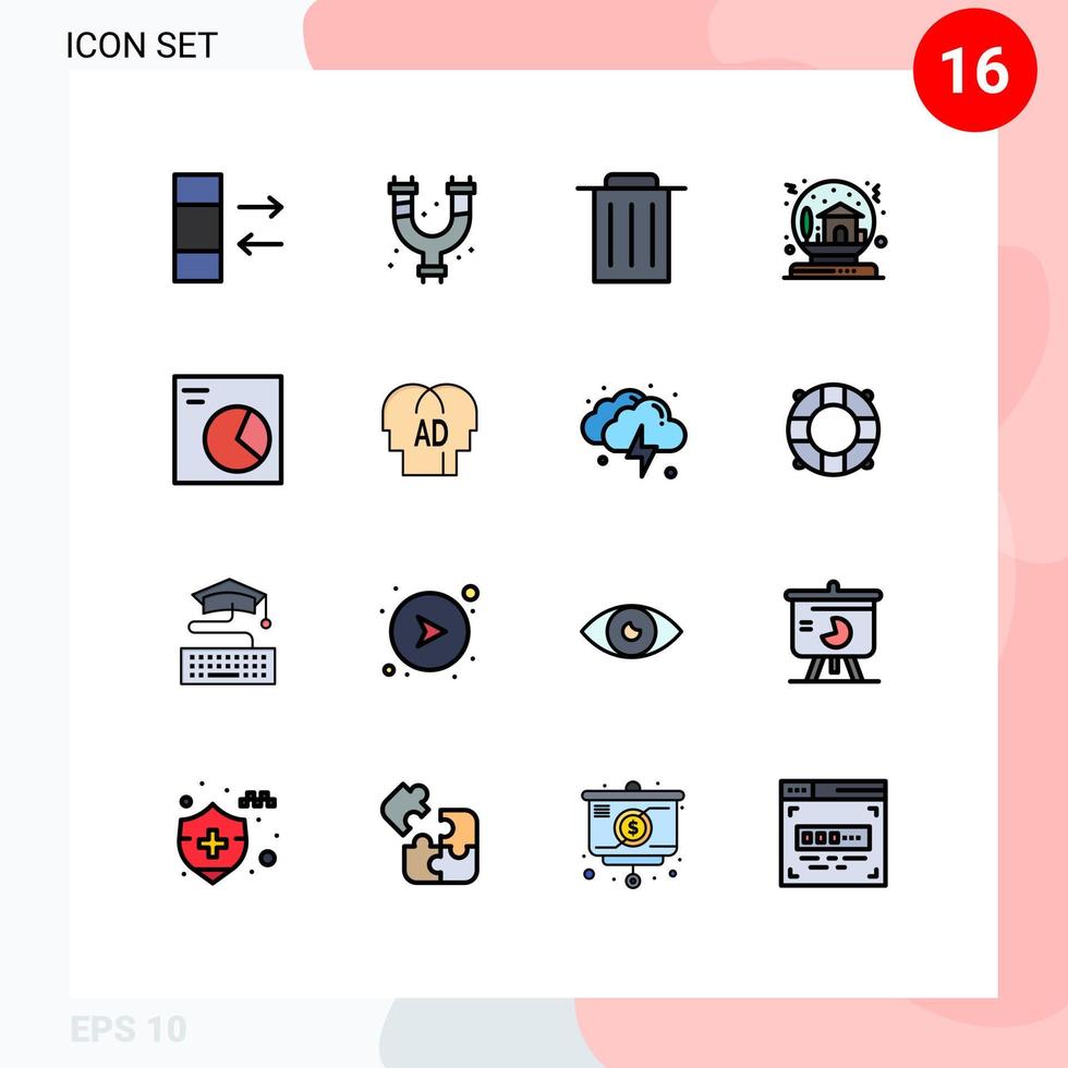conjunto de 16 sinais de símbolos de ícones de interface do usuário modernos para análise de wireframe reciclar elementos de design de vetores criativos editáveis de presente de casa