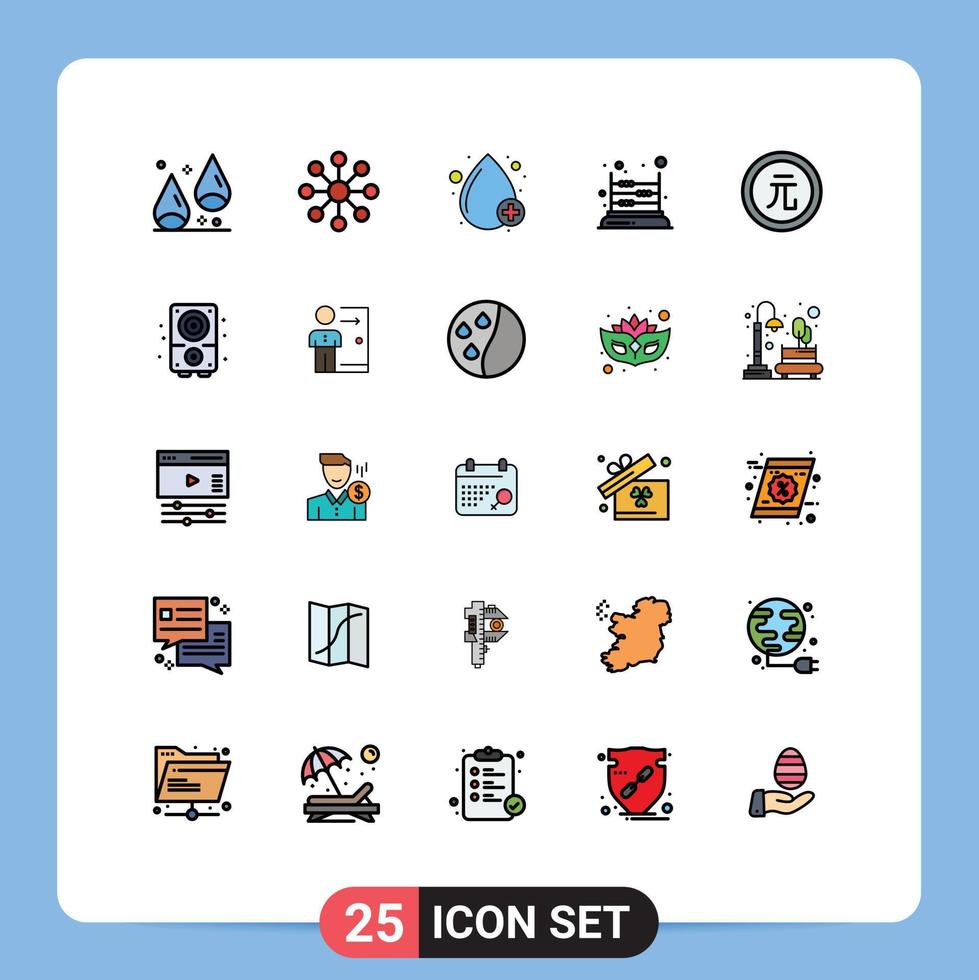 25 interface do usuário linha cheia pacote de cores planas de sinais e símbolos modernos de elementos de design de vetores editáveis de matemática escolar de moedas