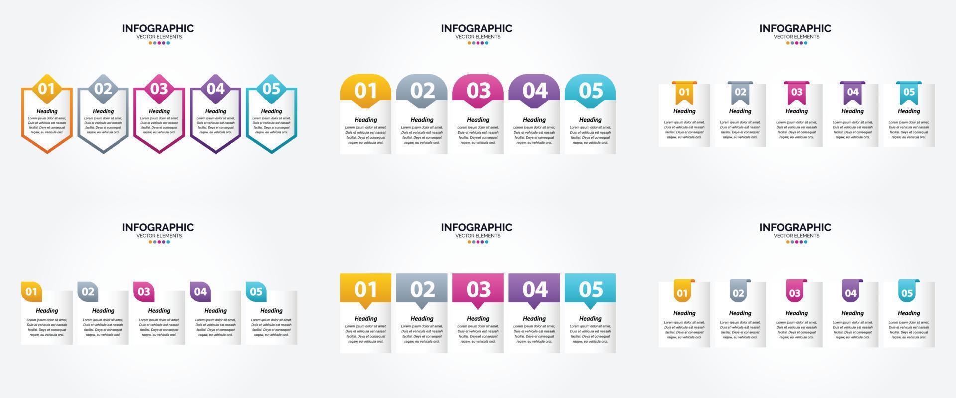 conjunto de design plano de infográficos de ilustração vetorial para folheto publicitário e revista vetor