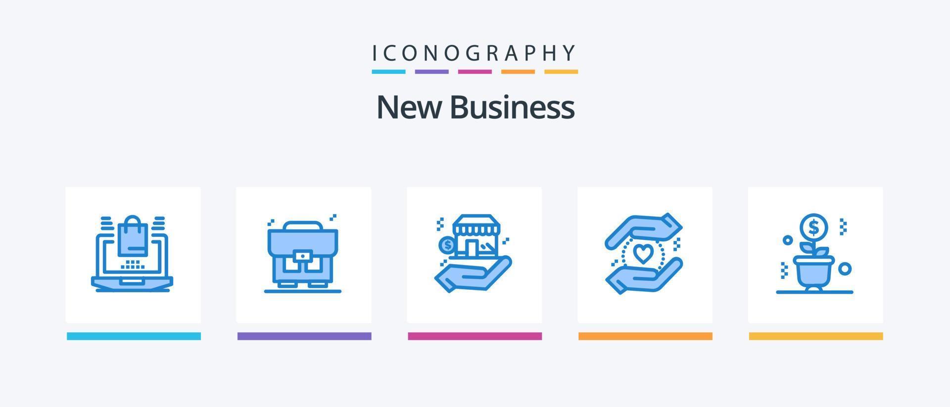 novo pacote de ícones de negócios azul 5 incluindo pote. dinheiro. seguro. crescente. seguro. design de ícones criativos vetor