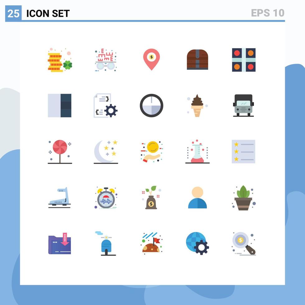 conjunto de cores planas de interface móvel de 25 pictogramas de jogo irlanda localização dinheiro dinheiro editável elementos de design vetorial vetor
