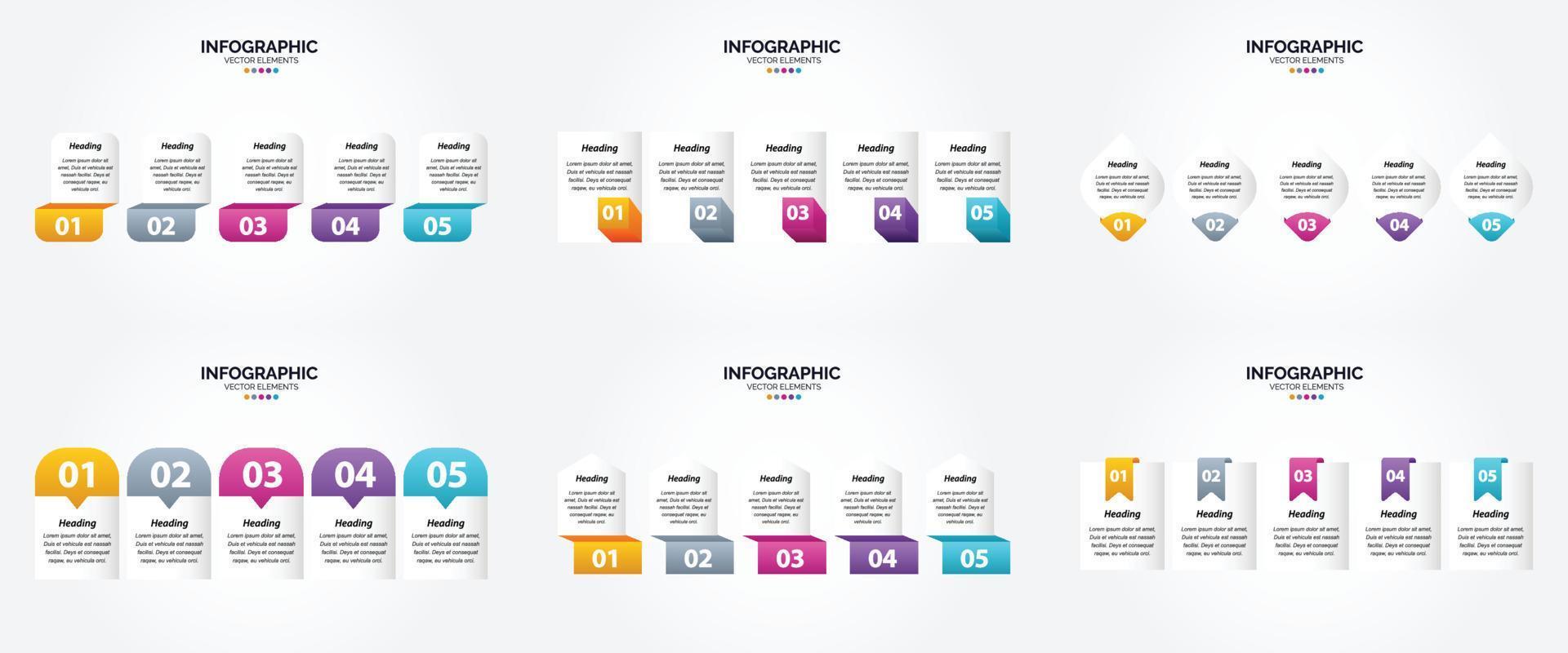 conjunto de design plano de infográficos de ilustração vetorial para folheto publicitário e revista vetor